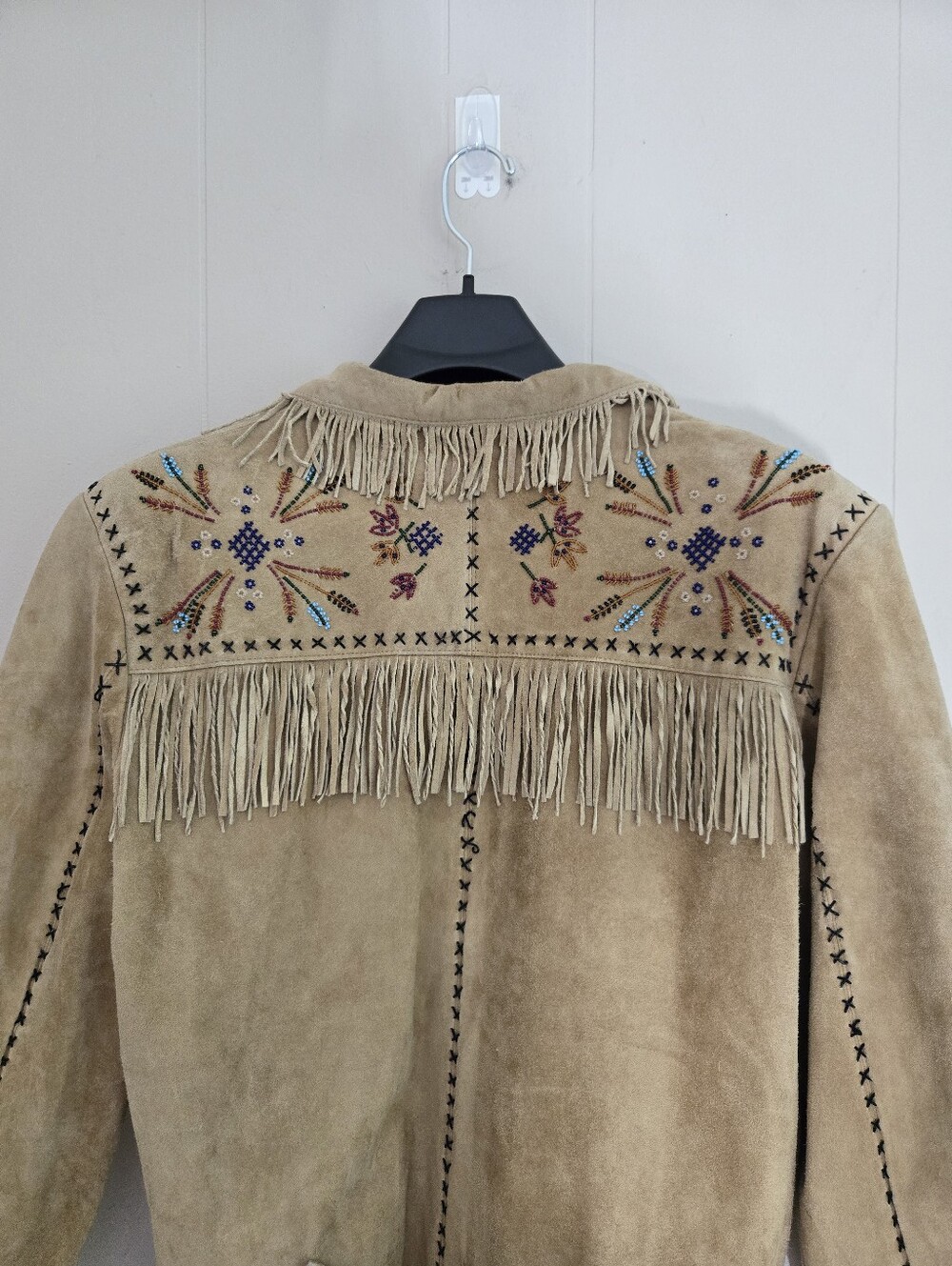 Vintage Double D Ranch Fringe Suede Leather Jacket Beaded Embroidery Western L - Picture 6 of 16